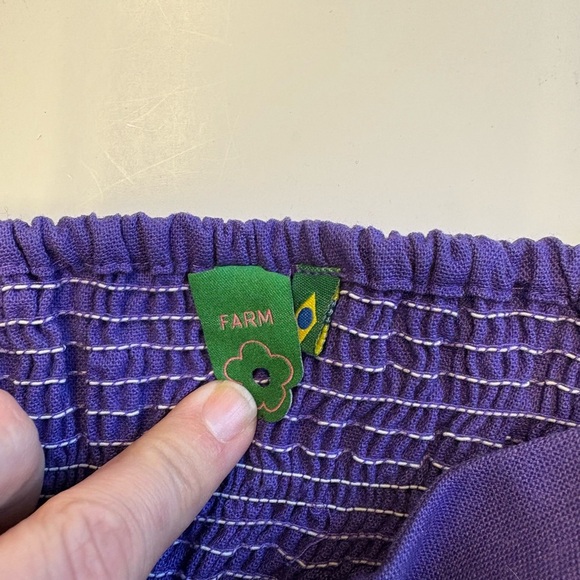 FARM Rio Purple corset style summer Crop Top Linen blend women's size Small - Picture 4 of 8